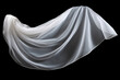 White flowing textile or veil isolated on black background.generative ai