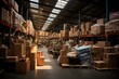 Warehouse filled with abundant supplies. Generative AI