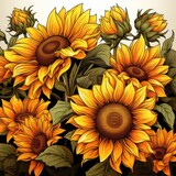 Fototapeta Konie - Radiant Sunflower turns their faces to the sun