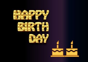 Wall Mural - Happy Birthday wishes HD written in Gold