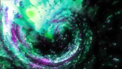 Wall Mural - Spiral Cosmic Explosion. Motion. Swirling misty spiral with shiny particles. Colorful spiral rotates with misty vortex and shiny particles