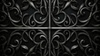 Intricate wrought iron gate texture background, featuring ornate scrolls and geometric patterns in dark, elegant metal. Ideal for adding a touch of sophistication to architectural renderings.