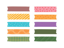 Cute Washi Tape Set Collection Adhesive Vector Illustration