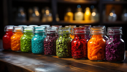 Canvas Print - Freshness in a jar healthy eating, variety of organic vegetables generated by AI