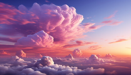 Wall Mural - Dramatic sky, vibrant colors, nature beauty in a sunset generated by AI