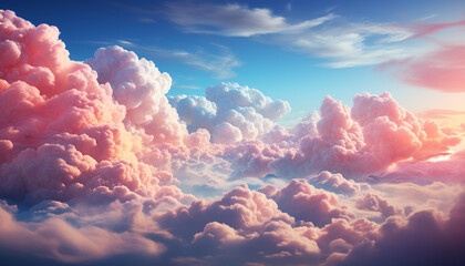 Sticker - Vibrant sky, fluffy clouds, tranquil sunset nature beauty generated by AI