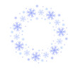 © TaMih - Snowflakes, round frame. Winter, Christmas pattern, delicate decoration, wreath of ice flakes. A lace ring of delicate snowflakes to decorate a banner, congratulations, greetings. Vector illustration.