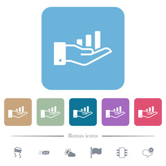 Sticker - Graph in hand flat icons on color rounded square backgrounds