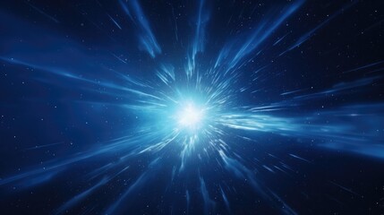 Wall Mural - blue light in the dark of space, speed concept 