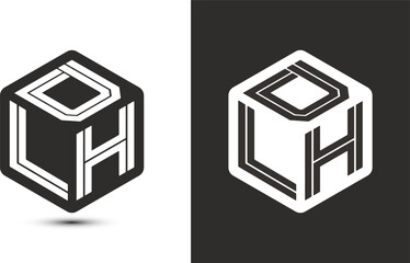 Wall Mural - DLH letter logo design with illustrator cube logo, vector logo modern alphabet font overlap style.