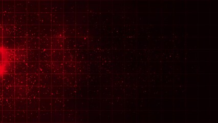 Abstract futuristic technology particles background, Red  particles and grid background