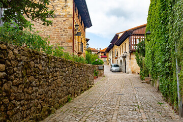 Poster - Santillana del Mar, Spain. Cobblestone streets of the village center