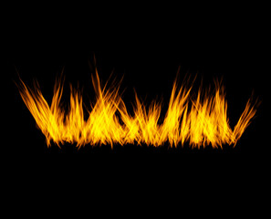 Wall Mural - flame, heat and sparks on black background with texture, pattern and orange burning energy. fire lin