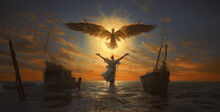 Icarus Falling To His Death Into The Sea After Fly Hd Wallpaper