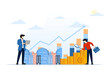 © FAHMI  - Business real estate investment concept with group investors meeting. business real estate investment. investor group meetings, rising real estate market, home presentations. vector illustration.
