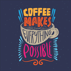coffe quote lettering illustration 