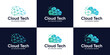 Collection of cloud tech logo design template. Cloud with technology system connection design graphic vector illustration. Symbol, icon, creative.