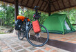 Bikepacking Bliss: Loaded Touring Bike with Campsite All Set