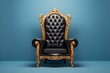 Throne chair black leather black gold color isolated on plain background