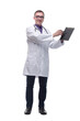 © ASDF - Happy smiling doctor writing on clipboard