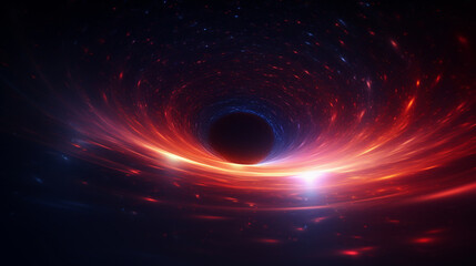 Wall Mural - Black hole with a glowing constellation of various colors revolves around a black hole in the universe.