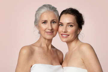 Wall Mural - Portrait of two beautiful women of different ages and skin types