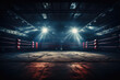Professional boxing ring in the spotlight
