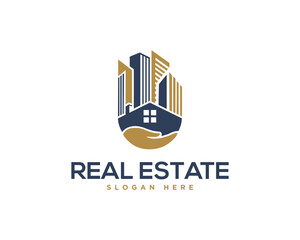 Sticker - Real estate city building logo design concept vector illustration.