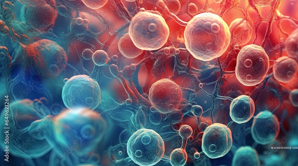 Human peripheral blood mononuclear cells (PBMC) cells under a ...
