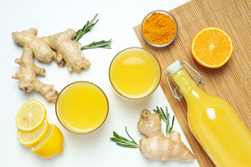 Wall Mural - Concept of healthy liquid - ginger turmeric drink