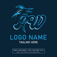 Editable Shark With PW Letter Logo Design Vector PW Letter Shark Logo Design	