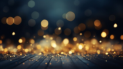 Wall Mural - black festive background and barely noticeable golden bokeh sparks of gold in the blur