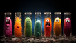 © Alexander Kurilchik - Bottles with monsters with different emotions. Cognition and perception improvement