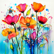 Abstract background art, a watercolor painting of flowers.