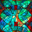 Seamless pattern of stained-glass art, for use in graphics.