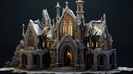 Wall Mural - isometric game small town hall, halloween gothic architecture