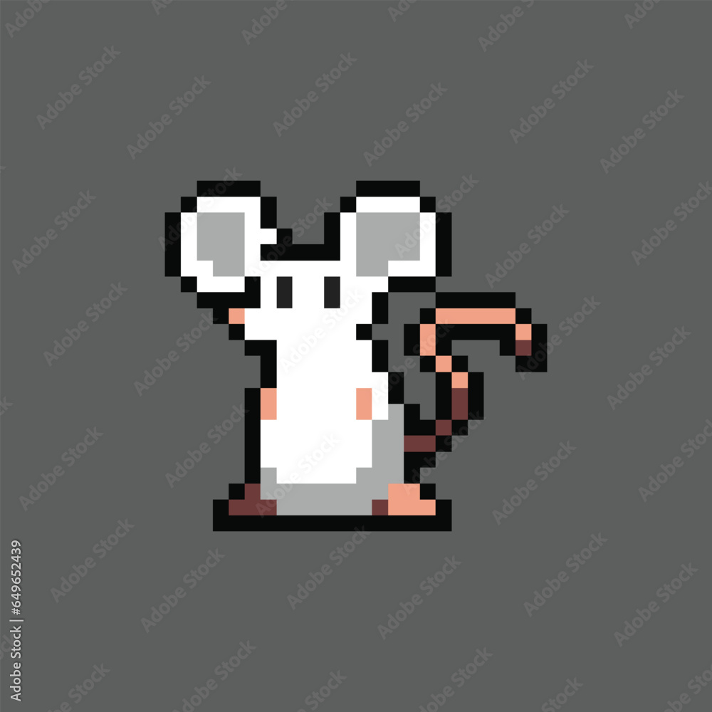 this is mouse icon in pixel art with simple color and black background ...