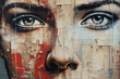 © Layerform - grungy rough wall art with face graffiti on it, generative ai