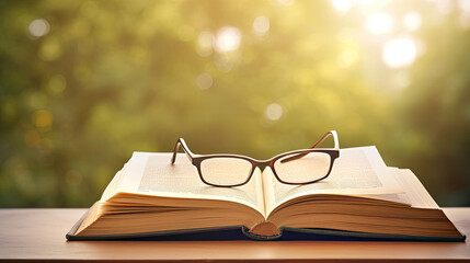 Wall Mural - glasses on book, investing in yourself