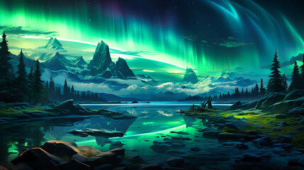 Wall Mural - Arctic tundras under northern lights