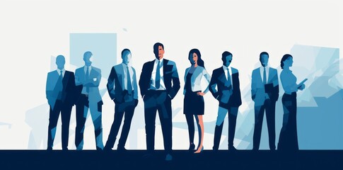 Wall Mural - Illustration of business men and women together on a work meeting