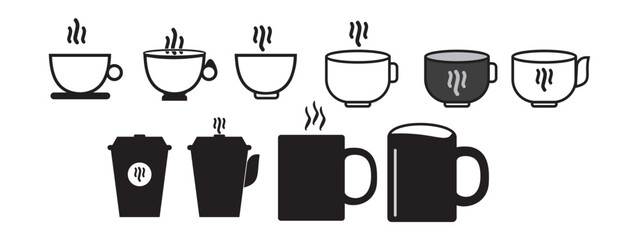 coffee cup icons set. coffee cup icons set. coffee tea cup symbol. vector