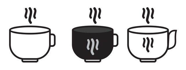 tea and coffee cup icon. line and silhouette coffee cup vector