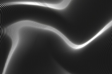 3d halftone neon swirl wave lines pattern flowing dynamic gold gradient light on black background. l