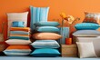 Photo of a colorful stack of soft pillows