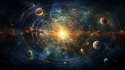 astrology and astronomy background planets and space orbits of planets in the solar system abstract 