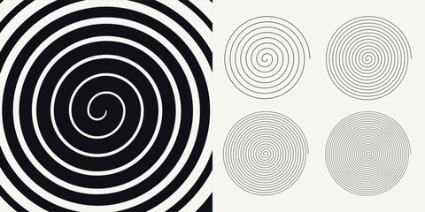 Wall Mural - abstract black hypnotic circle shapes are isolated on a background. the design features editable str