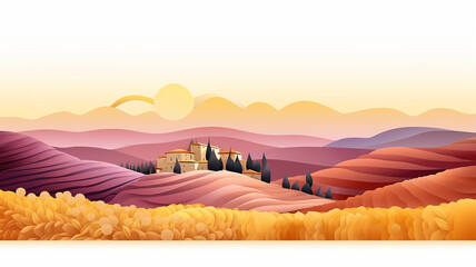 Canvas Print - autumn landscape in tuscany origami paper sculptural.