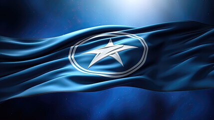 Wall Mural - a flag-inspired artwork depicting the flag of fictive united federations of planets with hues of blu