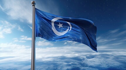 Wall Mural - a flag-inspired artwork depicting the flag of fictive united federations of planets with hues of blu